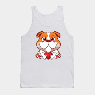 Kawaii Cute Bulldog Holding Heart Tank Top